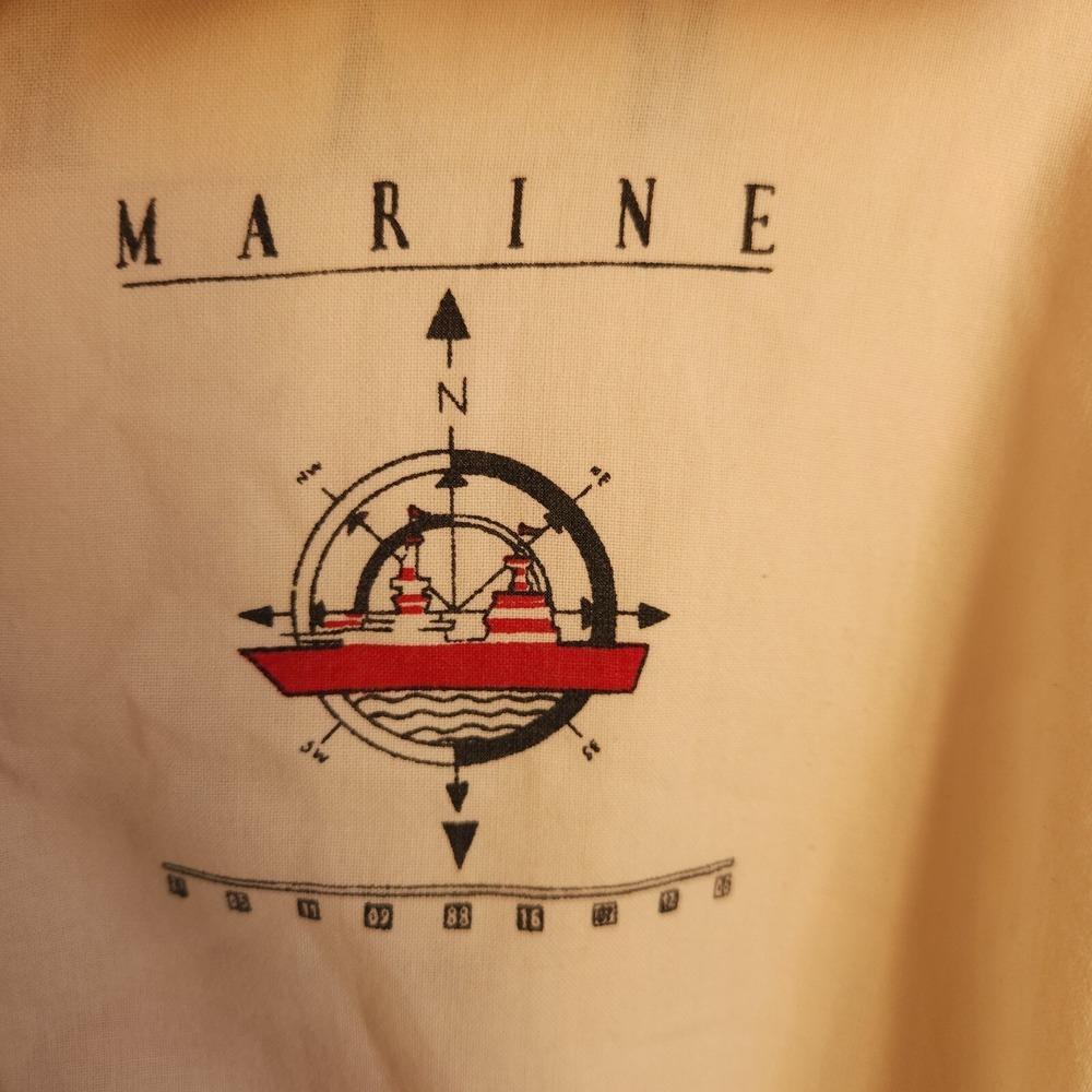 Vintage Gitano Romper L Nautical Marine Ship Compass 80s Cream Striped Retro 90s - Picture 4 of 13